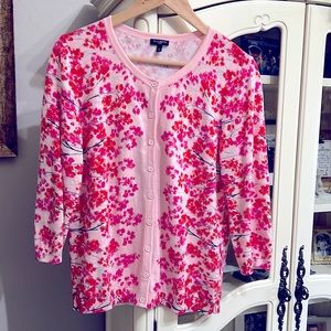 Talbots pink flowered button down sweater. Lp.